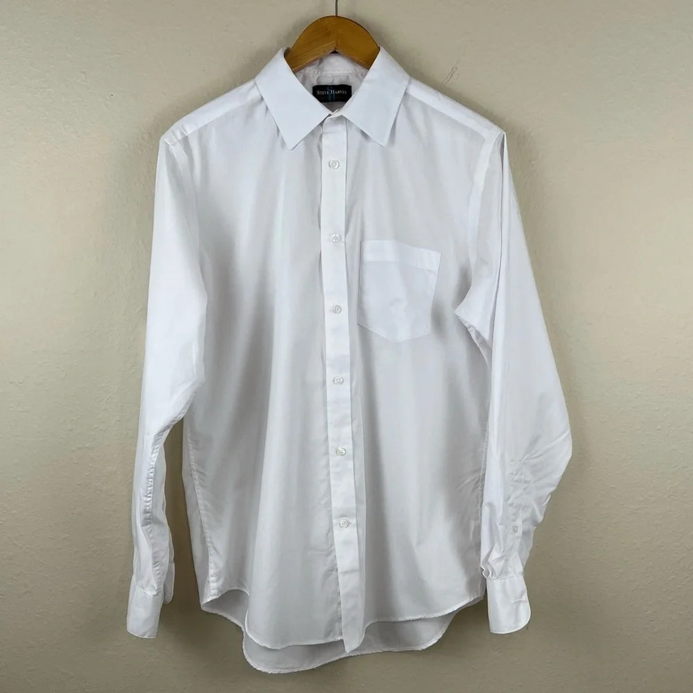 Steve Harvey Celebrity Edition Solid White Dress Shirt Size Large 34 / 35 - Picture 1 of 4
